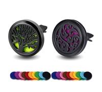 RoadLoo Lot de 2 désodorisants pour voiture aromathérapie - Diffuseur d'huiles essentielles-Pour voiture salon bureau - Accessoire intérieur avec 20 tampons en feutre