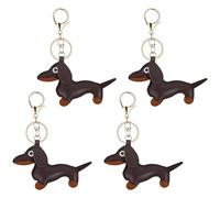 RoadLoo Porte-clés Teckel, Lot de 4 Porte-clés en cuir pour chien teckel pendentif de sac chien saucisse pour Sac à Main Sac à Dos Décoration Bijoux cadeaux pour femme homme enfant anniversaire