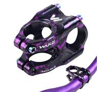 ROADNADO Potence de vélo 31.8 Potence VTT 35mm Ultra-légère en Alliage d'aluminium CNC Courte Collier de Guidon pour vélo de Route, Montagne, Gravel, vélo électrique (Camouflage Violet Noir)