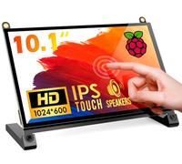 ROADOM Écran Raspberry Pi, moniteur d'écran tactile 10.1. Ips Fhd 1024 × 600. Toucher réactif et doux, double haut-parleurs intégrés, entrée Hdmi, compatible avec divers appareils et systèmes