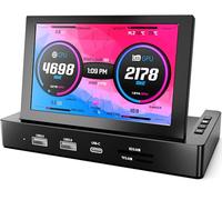 ROADOM Mini moniteur de 12,7 cm avec trous de montage Raspberry Pi et concentrateur USB, connexion à un câble de type C et haut-parleurs, station de stockage tout-en-un, écran IPS de poche pour