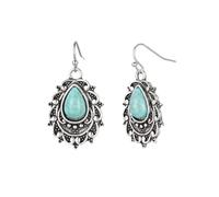Roadoor Boucles d'oreilles ovales en Faux Turquoise pour Femmes, élégantes, Crochet rétro, Style Boho, Bijoux de Style Ethnique Vintage Bleu