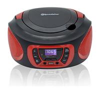 Roadstar CDR-365U/RD Radio CD Portable Numerique FM PLL, Lecteur CD, CD-R, CD-RW, MP3, Port USB, Stereo, AUX-in, Sortie Casque, Noir/Rouge