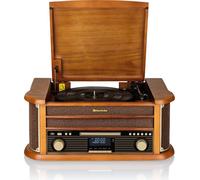Roadstar HIF-1993 D+BT Chaîne hi-fi nostalgique en bois - Chaîne compacte avec platine vinyle, lecteur CD, Bluetooth, platine cassette, radio DAB+/FM RDS et USB
