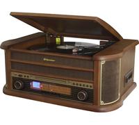 Roadstar HIF-1993BT Chaîne hi-fi nostalgique en bois - Chaîne compacte avec platine disque, lecteur CD, Bluetooth, platine cassette, USB et radio