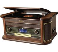 Roadstar HIF-1996D+BT Tourne-Disque 33/45/78 TR/Min, Radio Dab/Dab+/FM, Lecteur CD/CDR/CDRW/CD-MP3, Cassette, Bluetooth, USB, télécommande, rétro, Bois