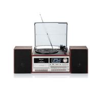 Platine Vinyle Vintage Radio DAB/DAB+/FM, Lecteur CD-MP3 Cassette, Bluetooth USB, , Bois, Roadstar, HIF-8892D+BT