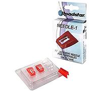 Roadstar Pack 3 Aiguilles Diamant de Rechange pour Platine Vinyle, Tete de Lecture de Remplacement pour Tourne-Disque, Gramophone, Durable, Couleur Rouge