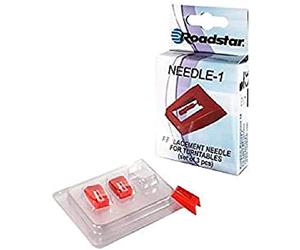 Roadstar Pack 3 Aiguilles Diamant de Rechange pour Platine Vinyle, Tete de Lecture de Remplacement pour Tourne-Disque, Gramophone, Durable, Couleur Rouge