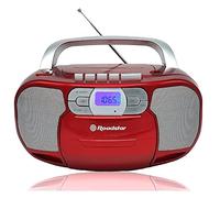 Roadstar RCR-4635UMP/RD Radio CD Cassette Portable, Radio Numerique PLL FM, Lecteur CD-MP3, USB, AUX-in, Sortie Casque, Rouge