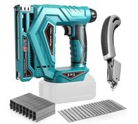 Roadtime Agrafeuse Electrique pour Makita 18 V batteries (sans batterie) | Sans brosse 2-en-1 combinant agrafeuse et cloueus avec 1000X10mm Agrafes et 1000X14mm Clous,Mode Coup par Coup ou Rafale
