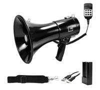 Roadtime Mégaphone Portable 150W avec sirène, Batterie 4800 mAh | 700s enregistrement, portée 2000m, prend en charge l'entrée USB/TF/AUX 3,5mm, Bluetooth mégaphone, pour sport et outdoor