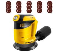 Roadtime Ponceuse Excentrique Sans Fil 125mm pour DeWalt 20V Batterie(sans batterie), Ponceuse orbitale 3 Vitesses et 20 Feuilles Abrasives, avec sac à poussière Idéale pour Bois, Métal, Peinture