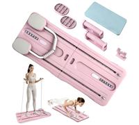 Roadtime Reformateur Pilates 6 en 1 Amélioré Pliable Ensemble Compact de Plateau Pilates pour la Protection des Genoux et Entraîneur Abdominal Multifonctionnel, Planche Abdominale avec Rebond Rose