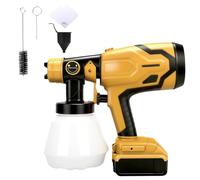 Roadtime Système de pulvérisation de peinture sans fil pour batteries DeWalt 20 V (sans batterie), pulvérisateur de peinture HVLP, 1000 ml, avec 4 buses, pistolet pulvérisateur sans fil pour murs