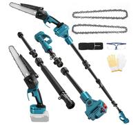 Roadtime Tronçonneuse télescopique sans fil 2 en 1 et scie à métaux de 20,3 cm pour Makita 18 V (sans batterie), scie à élaguer sans balais avec 2 chaînes de rechange, pour branches d'arbre, coupe du