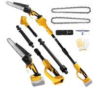 Roadtime Tronçonneuse télescopique sans fil 2 en 1 et scie à métaux DeWalt 20 V (sans batterie), scie à élaguer sans balais avec 2 chaînes de rechange, pour branches d'arbre, coupe du bois, barre