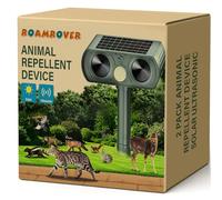 RoamRover Pack de 2 Repulsif Chat Exterieur Solaire, Répulsif Chat Ultrason, Repousse efficacement Les Chats, Les Oiseaux, Les Renards, Les ratons laveurs, Les Lapins et Les rongeurs (2)