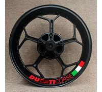 ROANNY Stickers Ensemble Complet 17 Pouces Roue pour Ducati Corse Drapeau Tricolore Logo Décalcomanie Jante V4 797 748 1098 S 821 696 Monster 1100 Autocollant Réfléchissant (Color : 22)