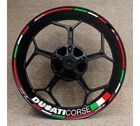 ROANNY Stickers Ensemble Complet 17 Pouces Roue pour Ducati Corse Drapeau Tricolore Logo Décalcomanie Jante V4 797 748 1098 S 821 696 Monster 1100 Autocollant Réfléchissant (Color : 1 UK)