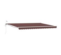 Roanoer Auvent à bras articulé marron blanc 4,5 x 3 m avec télécommande | Pare-soleil élégant pour terrasse et jardin avec réglage en continu par manivelle ou en appuyant sur un bouton.
