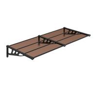Roanoer Auvent de porte noir 199 x 90 cm - Auvent de porte d'entrée robuste en polycarbonate pour entrée de maison et fenêtre - Auvent stable avec support ABS et profilés en aluminium