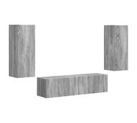 Roanoer Lot de 2 meubles TV muraux en bois Sonoma gris | Étagère murale Duo peu encombrante pour salon et chambre à coucher modernes avec espace de rangement fermé pour les câbles.