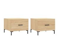 Roanoer Lot de 2 tables basses en chêne Sonoma - 50 x 50 x 40 cm - Avec | Table d'appoint élégante Duo avec tiroir spacieux et pieds en fer solides pour le salon et la chambre à coucher.
