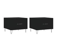 Roanoer Lot de 2 tables basses noires 50 x 50 x 40 cm avec tiroir en bois | Table d'appoint pratique Duo avec espace de rangement pour le salon et la chambre à coucher, construction robuste en fer et