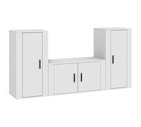 Roanoer Lot de 3 meubles TV muraux en bois blanc | Meuble bas peu encombrant pour le salon avec un grand espace de rangement pour les médias et la décoration