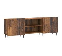Roanoer Meuble TV bas aspect bois vieilli 150 x 31 x 52 cm | Buffet moderne pour salon et chambre à coucher avec pieds en métal et deux portes battantes pour l'électronique grand public.