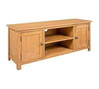 Roanoer Meuble TV bas en chêne massif 110 x 35 x 44 cm | Meuble bas rustique pour le salon avec 2 compartiments ouverts et 2 portes pour un rangement ordonné des appareils