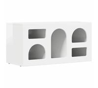 Roanoer Meuble TV blanc brillant 80 x 35 x 40 cm | Meuble bas compact à 5 compartiments pour salon et chambre à coucher. Offre un espace structuré pour les appareils
