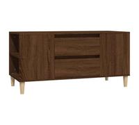 Roanoer Meuble TV marron aspect chêne 102 x 44,5 x 50 cm | Meuble bas scandinave avec 4 compartiments et 2 tiroirs pour salon et chambre à coucher, offre beaucoup d'espace de rangement