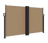 Roanoer Store latéral extensible - Taupe - 140 x 1200 cm - Double store latéral - Brise-vue - Protection solaire - Pour jardin, terrasse, balcon, séparateur de pièce, cadre en acier