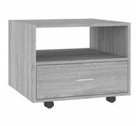Roanoer Table basse avec roulettes 55 x 55 x 40 cm Gris Sonoma en bois | Table d'appoint mobile pour salon avec tiroir et compartiment de rangement ouvert pour une utilisation flexible.