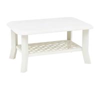 Roanoer Table basse blanche 90 x 60 x 46 cm Table d'appoint en plastique | Table de jardin facile d'entretien pour terrasse et balcon avec plateau pratique pour les journaux, pas de montage nécessaire