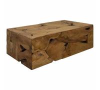 Roanoer Table basse en teck massif - 90 x 50 x 30 cm - Marron | Table d'appoint faite à la main en bois de teck véritable pour salon et couloir, prête à l'emploi sans montage.