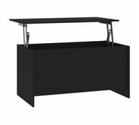 Roanoer Table basse noire réglable en hauteur 102 x 55,5 cm | Table de salon réglable en hauteur avec compartiment de rangement caché pour journal et ordinateur portable. Idéal pour les