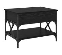 Roanoer Table basse réglable en hauteur Noir Aspect chêne 70 x 50 x 50 cm | Table de salon fonctionnelle avec étagère inférieure et structure en métal solide pour le bureau à domicile et les repas.