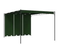 Roanoer Tonnelle de jardin 4 x 3 x 2,3 m, vert, avec toit à lamelles réglable manuellement et rideaux latéraux, pergola avec cadre en aluminium pour jardin et terrasse