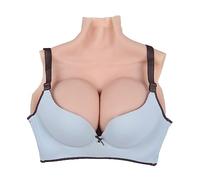 ROANYER Seins en Silicone Faux Seins Forme Est-Ouest Plaque de Sein Prothèse de Sein pour Crossdressers Transgenres Cosplay Drag Queen (Ivoire, Remplissage silicone bonnet D)
