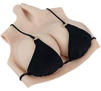 ROANYER Seins en Silicone Faux Seins Forme Est-Ouest Plaque de Sein Prothèse de Sein pour Crossdressers Transgenres Cosplay Drag Queen (Naturel, Remplissage Silicone Bonnet C)