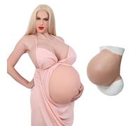 ROANYER Silicone Ventre de Femme Enceinte Réaliste Jumeaux Faux Ventre de bébé Fausse Grossesse 5-9 Mois Film Cosplay Costumes (L-Ivorie)
