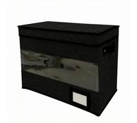 RoaQinFo Boîte Rangement Résistant à l'humidité Boîte Rangement Rectangulaire Aspect Lin Robuste pr Bureau D'étu, Noir
