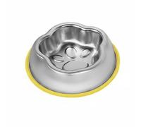 RoaQinFo Bol Industriel Bol pour Animaux Gamelle Chien Gamelle Chat Écuelle INOX avec Insert Anti-glouton en Acier Inoxydable 304 et Bague Antidérapante Adapté, Jaune, Bac Simple