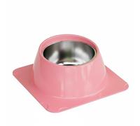 RoaQinFo Bol Industriel Mangeoire pour Hamster Gamelle pour Rongeur Écuelle pour Hérisson Antidérapante à Base Large en Plastique PP avec Cuve INOX Amovible, Rose, avec Bol SS