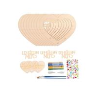 RoaQinFo Carillon éolien en Forme de Cœur à Faire Soi-même, Composé de Rondelles de Bois Brutes à Peindre Au Pinceau, à Suspendre Au Mur Ou sur Id, Style A