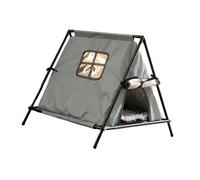 RoaQinFo Chat Tent House Abri Créatif pour Animaux de Compagnie en Tissu Oxford et Fer Doté d'un Tunnel Cave et Rideau Lit Douillet Tunnel Destiné aux Petits, Gray S