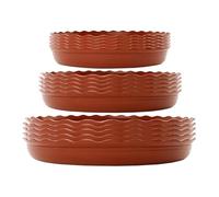 RoaQinFo Ensemble de 15 Soucoupes Rondes et Légères pour Pots de Fleurs, avec Drainage, Idéales pour Les Rebords de Fenêtres, Les Balcons, Les Jardins, Les Cou, Rouge